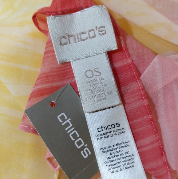 Chico's Accessories - Chico's Angled Oblong Multicolored Scarf, 100% Polyester, 25"x72", NWT